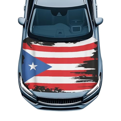 Image of Puerto Rico Flag Car Hood Cover Sunshade Windshield Hood All Season Protection Outdoor Foldable Protective Cover, Universal for Cars