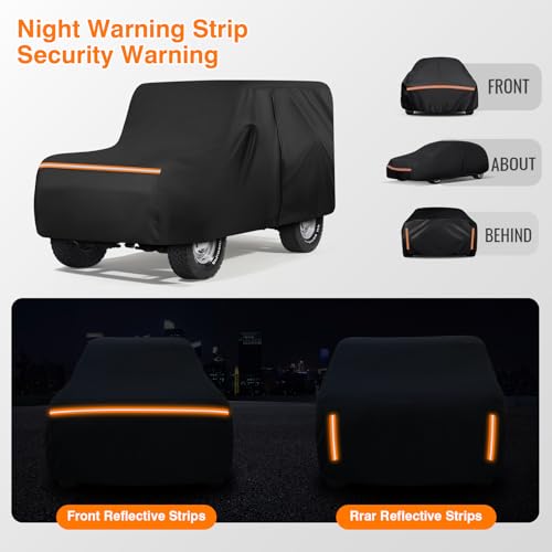 Image of Car Cover Compatible with 1960-1984 Toyota Land Cruiser FJ40 /41 /42, Waterproof 420D Oxford All Weather Protection Classic Car Covers with Reflective Strips, Zipper Door, Windproof Straps & Storage Bag
