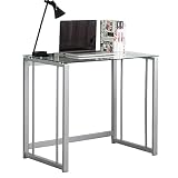 DlandHome Mesa de escritura de cristal de 90 cm Workstation Home Office Escritorio Mesa de escritura Mesa de trabajo...