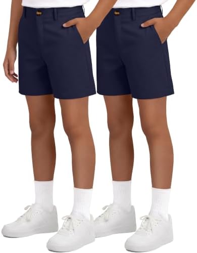YooAurvox 2 Pack Boys' Straight Leg Shorts, 2-Color Set, 14-16 Years