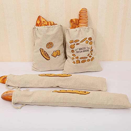 Bolsas de pan bolsos de cordón reutilizables ecológicos para pan casero 8
