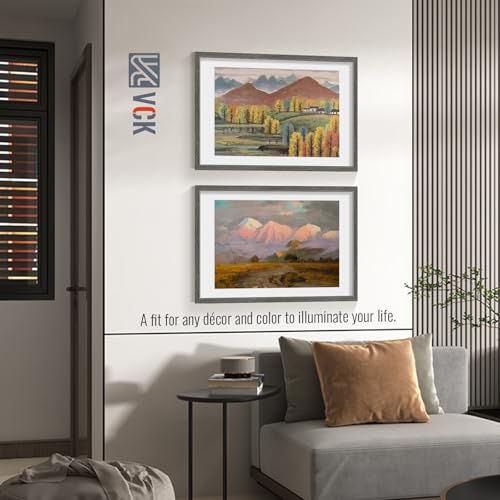 Image of VCK 20x30 Poster Frame 5 Pack, Grey Wood, 16x24 Mat, for Gallery Wall