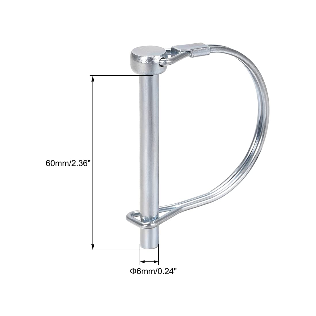 sourcing map Bloqueo Eje Pasador con Oreja - 6mm x 45mm Acoplador Pasador para Granja Remolques Vagones Césped Jardín Arco Redondo 3Pcs