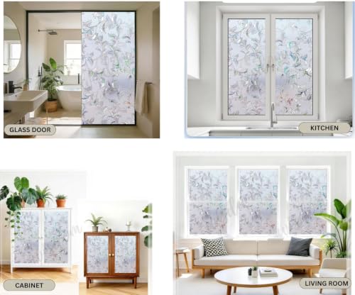 Image of WISDOM Privacy Window Film Frosted Glass Film Static Cling Glass Film No Glue Anti-UV Window Sticker Non Adhesive for Privacy Office Meeting Room Bathroom Living Room (Merigold, 24 x 118 inch)