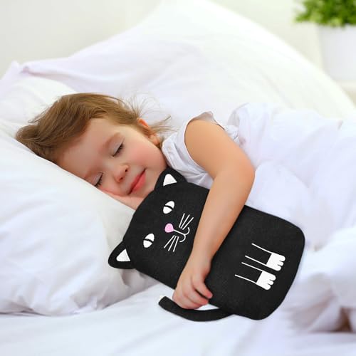 Wärmflasche mit Bezug Tier, Katze Mini Strick Wärmflasche Kinder 2 Liter, Wärmeflasche zur Schmerzlinderung, Bettflasche für Erwachsene, Hot Water Bottle Geschenk für Frauen Männer