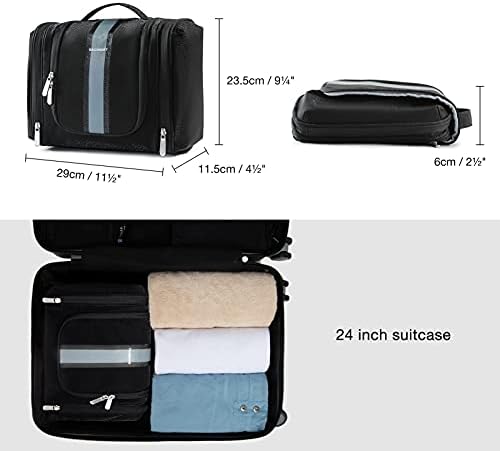 BAGSMART Hanging Toiletry Bag Travel Large Wash Bag Waterproof Cosmetic Bag Makeup Organizer for Women and MenBlack