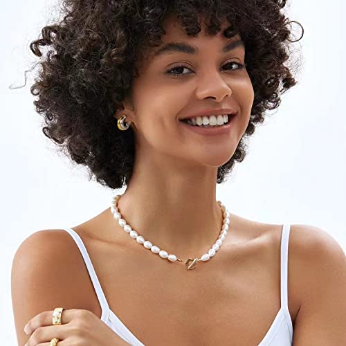 Pickbeau Two Tone Hoop Earrings For Women,Trendy Sterling Silver Gold C Shaped Hoop Earrings For Girls Classic Lightweight Hoops Earrings #TOP4