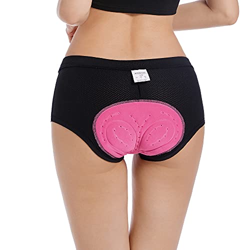 WOSAWE Calzoncillos de ciclismo para mujer, transpirables, acolchados, 3D, ropa interior para ciclismo, Negro , M - imagen 2