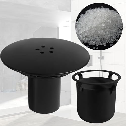 ANBOO Duschabfluss, schwarz, 90 mm/115 mm, Universal-Duschabfluss, verchromt, Ersatz für Duschablauf, schneller Durchfluss