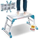 Laufbühne Arbeitsplattform klappbar | Stabile Arbeitsbühne aus Aluminium | Treppenpodest & Treppengerüst Alternative | Rutschfest, platzsparend & bis 150 kg belastbar | Vielseitig einsetzbar