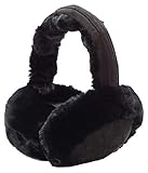 Lovful Womens Girls Winter Warm Crocheted Knitted Faux Fur Plush Ear Warmers Earmuffs, Black_1, One Size