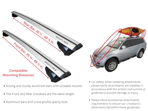 BRIGHTLINES 55" Universal Locking Roof Racks Cross Bars, Premium Aluminum by BRIGHTLINES - Image 6