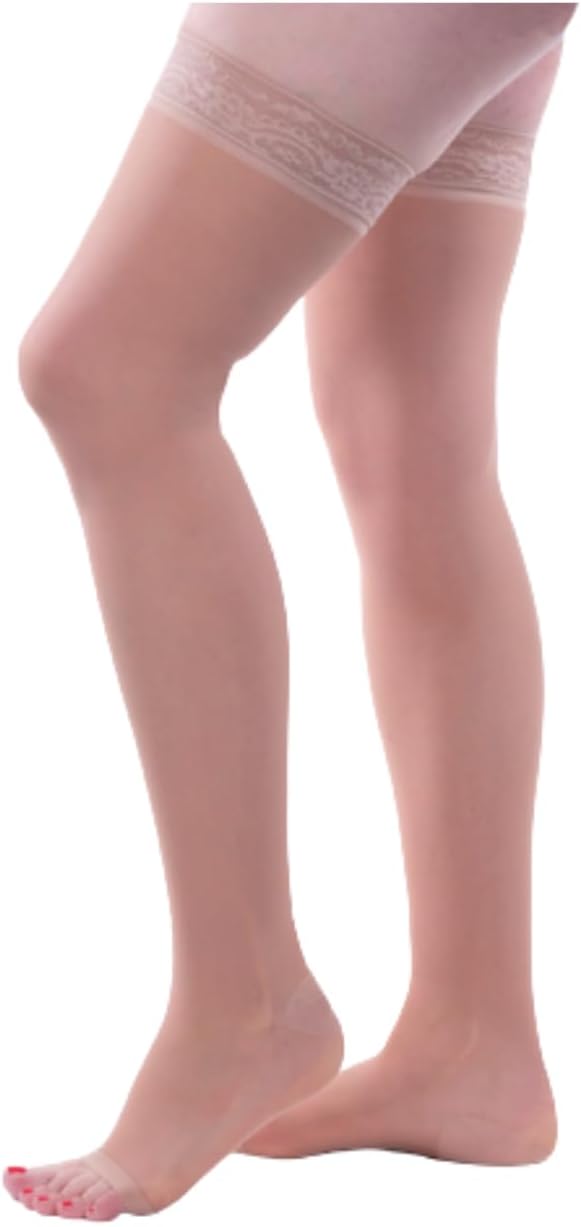 Allegro 15-20mmHg Essential 5 Sheer Support Hose - Comfortable, Thigh High, Open Toe, Compression Stockings for Women