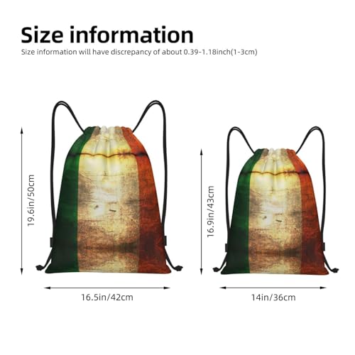 Irish Flag Print Drawstring Backpack Lightweight Sport Bag,Pull String Back Sack Suitable Gym,Travel4