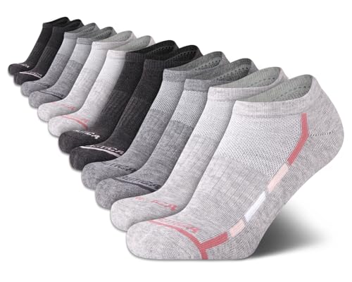Image of Nautica Womens No Show Socks Moisture Wicking Low Cut Ankle Socks 12 Pack | Dri-Motion Fabric, Cushioned Key Areas, Banded Arch Support, No Show Low Cut, Shoe Size 4-10