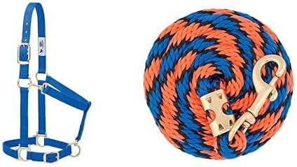 Weaver Leather Padded, Adjustable Nylon Horse Halter with Brass Hardware and Matching Soft Grip Performance Lead Rope