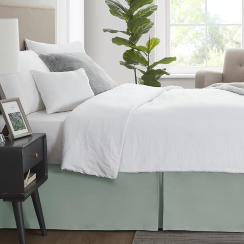 Image of Nestl Sage Green Twin Bed Skirt - Twin Size Bed Skirt 14 Inch Drop - Brushed Microfiber Bed Skirts - Hotel Quality Pleated Bed Skirt - Shrinkage & Fade Resistant