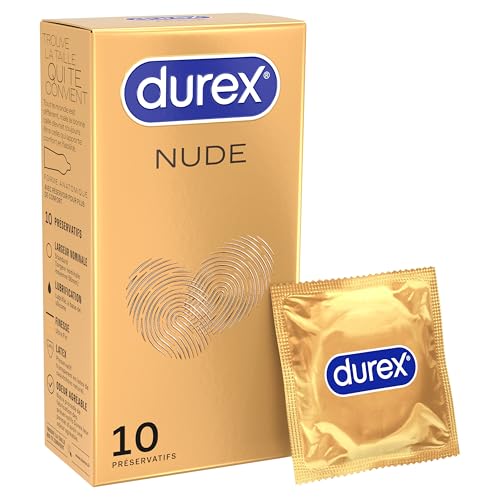 Durex Nude - 10 Préservatifs Ultra Fins pour Homme - Taille Standard