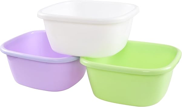 16 Quart Plastic Basin Tub, 3 Packs Square Wash Dish Pan