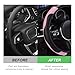 DXNQ Car Steering Wheel Cover, 15 Inch Carbon Fiber Leather Stitching Color Steering Wheel Protector, Anti-Slip Elastic Breathable Steering Wheel Cover Stylish Decor for Most Cars (Black&Pink)