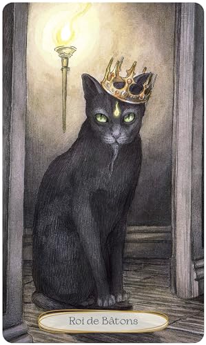 Tarot espiritual de gatos con 78 cartas y bolsa satinada