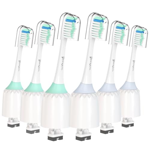 Senyum Toothbrush Heads for Philips Sonicare Replacement Heads E-Series, Essence, Xtreme, Elite, Advance and CleanCare Screw-On Electric Handles, Brush Heads for Philip Sonic Care, 6 Pack