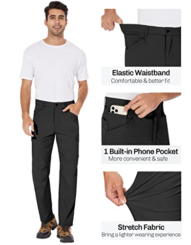 Mens Cargo Pants Hiking Waterproof Summer Lightweight Work Stretch Camping Travel Athletic Fishing Pants For Men Black #TOP1