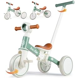 Toddler Balance Bike 1 2 Year Old Gift, 5 in 1 Tricycle for Toddlers 1-3 | Boy Girl Birthday Gift, Baby Ride On Toy, Parent Steering Push Handle, Removable Pedal