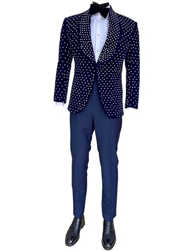 Veste en Velours Homme et Pantalon Strass pour Tenue de Bal