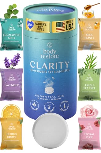 Body Restore Shower Steamers Aromatherapy 6 Pack – Mothers Day Gifts for Mom, Birthday Gifts for Women, Relaxation Stress Relief Self Care – Clarity