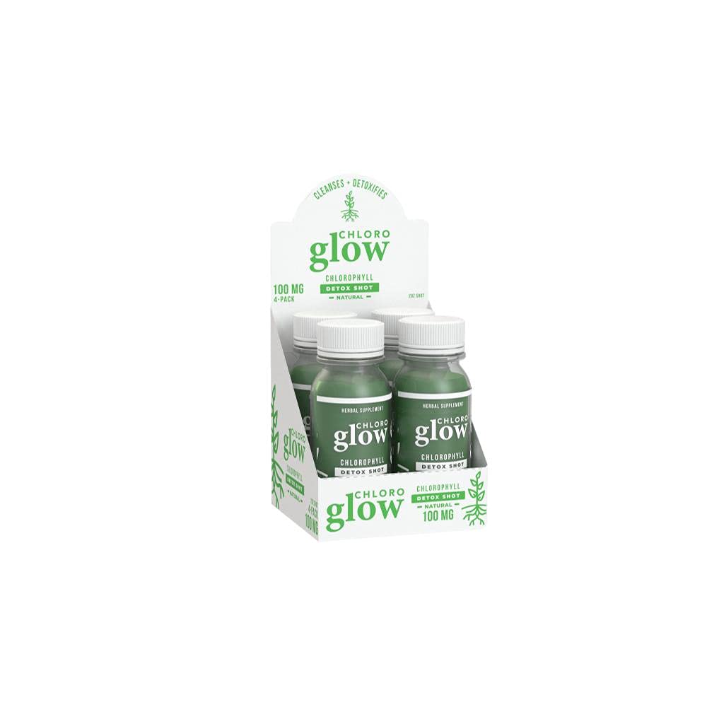 ChloroglowChlorophyll Detox Shots | All Natural & Organic Plant Based Pre-Mixed Drink to Boost Your Immune System | Cleanses & Detoxifies (4 Pack)
