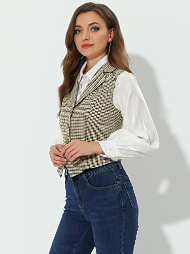 Allegra K Women's Plaid Notched Lapel Waistcoat #TOP28