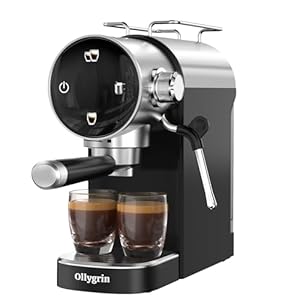 Espresso Machine,20 Bar Semi-Automatic Espresso Maker with Milk Frother,Touch Screen Black Stainless Steel Coffee Machine with 40oz Removable Water Tank,Cappuccino,Latte,Americano for Home