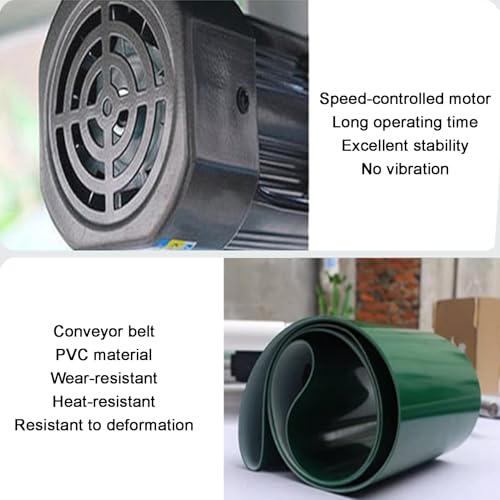 Mini nastro trasportatore elettrico per desktop, linea di montaggio in lega di alluminio a velocità regolabile, cinghia per imballaggio in PVC (30 x 150 cm) - ideale per fabbriche e postazioni di