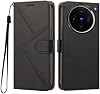 Funda de Cuero PU para Vivo X100 5G, Negro, con Ranuras para Tarjetas, Soporte y Tapa Magnética 4