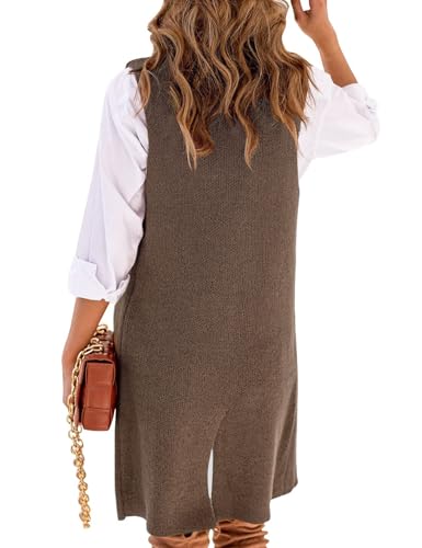 Image of IDEALSANXUN Womens Long Sweater Vest Fall Winter Sleeveless Knit Cardigan Outerwear