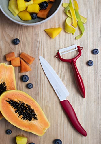 Kyocera Ceramic Knife And Peeler, 4.5", Red #TOP7