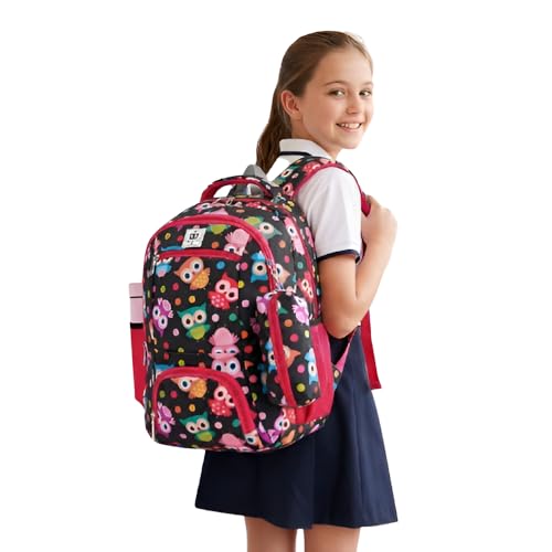 Image of Bag For Class 4th To 10th Standard Tuition School College All Day Use 32l Backpack Durable Polyester Material Owl Green Color Perfect For Students