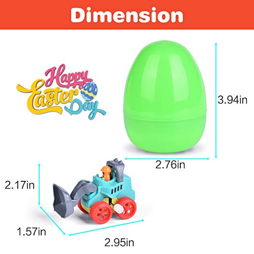 image for FUN LITTLE TOYS 12 Pieces Easter Eggs Prefilled with Toy Vehicles, Kid