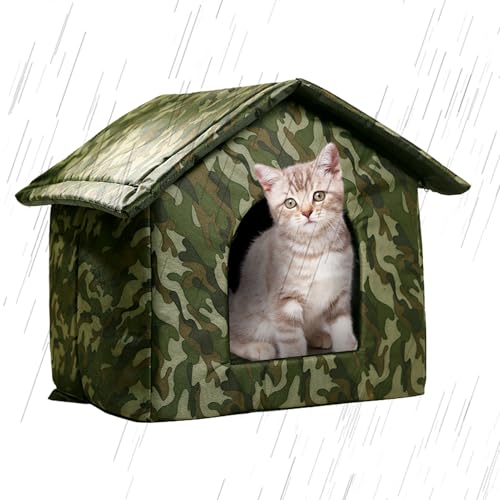 Casa para perros, caseta de estudio para perros, casa para mascotas resistente a la intemperie para invierno con almohadilla para mascotas, exterior seguro, adecuada para varios gatos o perros