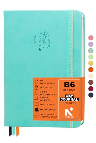 Image of NEORAH - B6 - ART JOURNAL | 200Gsm Dotgrid Notebook |144 Pages(17.5 x 12.5 cm) | Lay Flat |HardCover Bullet - Journal |3 Bookmarks |Elastic Closure| Inner BackPocket | Ideal-Bujo,Drawing (TEAL)
