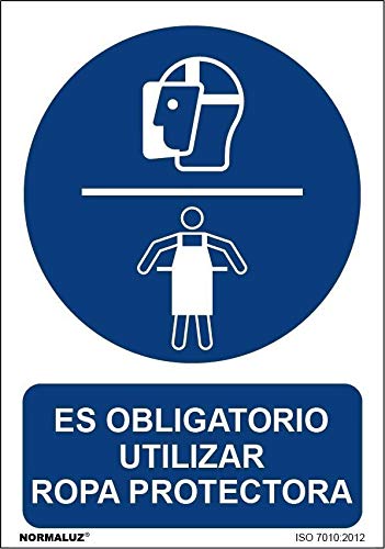 Señal Es Obligatorio Utilizar Ropa Protectora Con Tintas Uv | 300 X 400 Mm - Pvc Glasspack 0'7 Mm En Oferta Normaluz Rd21023 - Señal Es Obligatorio Utilizar Ropa Protectora Pvc Glasspack 0,7Mm 30X40 Cm Con Cte, Ripci
