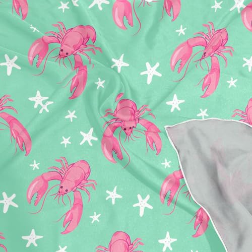 Pink Lobsters Starfish Silk Like Head Scarf for Women,Soft Fashion Neck Scarf Square Satin Head Scarf 23.6 Inches4
