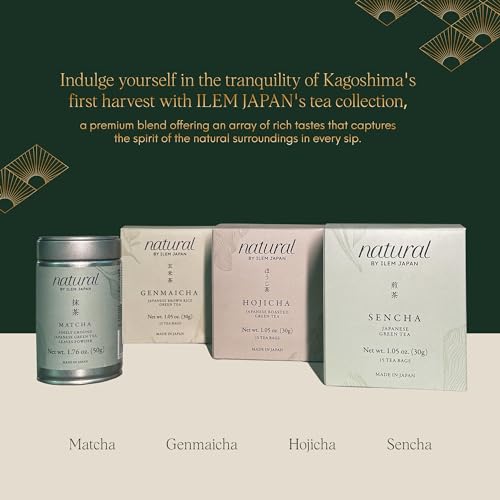 Image of ILEM JAPAN Sencha Green Tea Bags, Organic Japanese, Loose Leaf, Green Tea, First Harvest, Smooth Taste Tea Bags