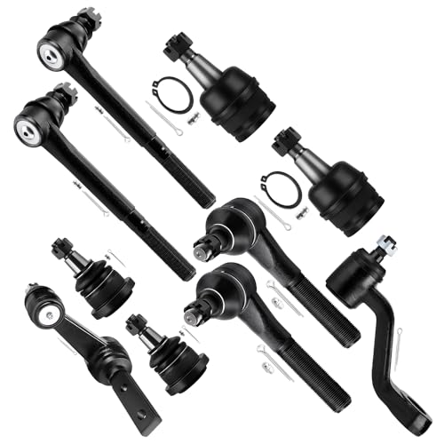 SCITOO 10pcs 2WD Suspension Kit For 1997-1999 For Dodge Ram 1500 - With Suspension Parts Upper Lower Ball Joints Inner Outer Tie Rod End Pitman Arm Idler Arm