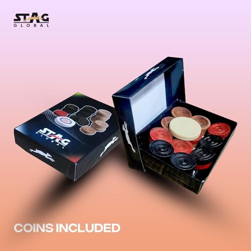 Image of STAG GLOBAL Club Carrom Board Set with Accessories - Premium Hardwood Game Board for Family Entertainme with Smooth Playing Surface, Complete Carrom Kit for All Ages and Skill Levels 2.5 inch
