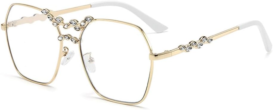 Metal Frame Women's Sunglasses UV Resistant Diamond Inlay Dual Beam Street Photo Sun Glasses