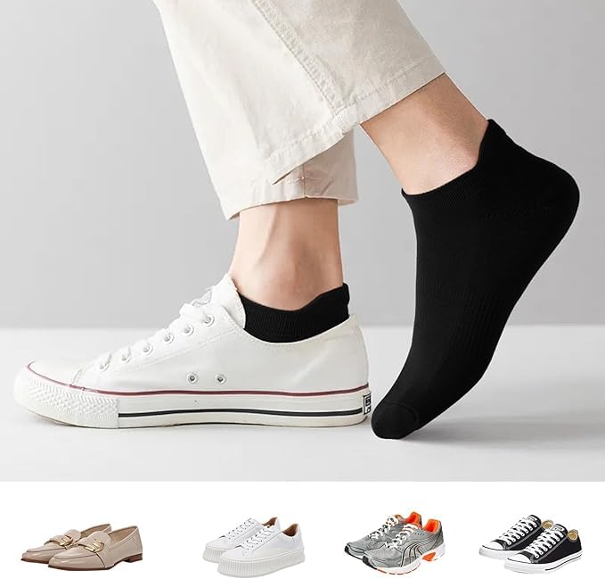 10 Pairs Men's Ankle Socks Breathable Casual Low Cut Socks (Black)2