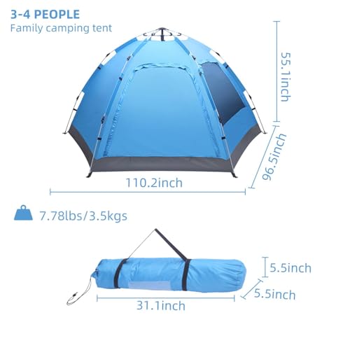 Carpa portátil automática para camping 4 personas azul miniatura 4