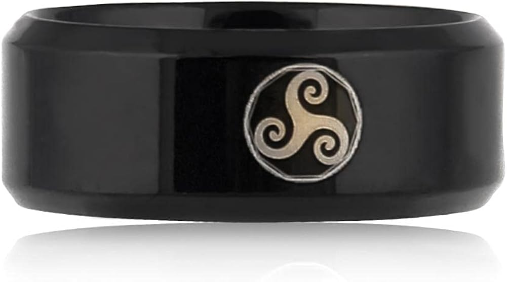 Miniatura 3 de BAVIPOWER Viking Celtic Triskele Triple Espiral Anillo Trinidad Irlandesa Eternidad Sello de Acero Inoxidable Encantadora Joyería de Protección